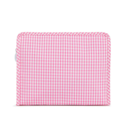 TRVL Roadie Large Zip Pouch | Gingham Pink