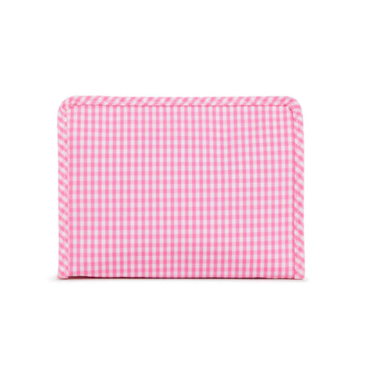 TRVL Roadie Medium Zip Pouch | Gingham Pink