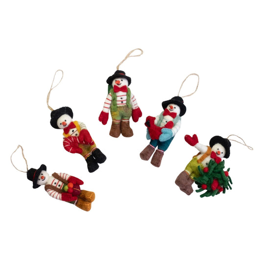 Winding Road Felt Snowman Ornaments