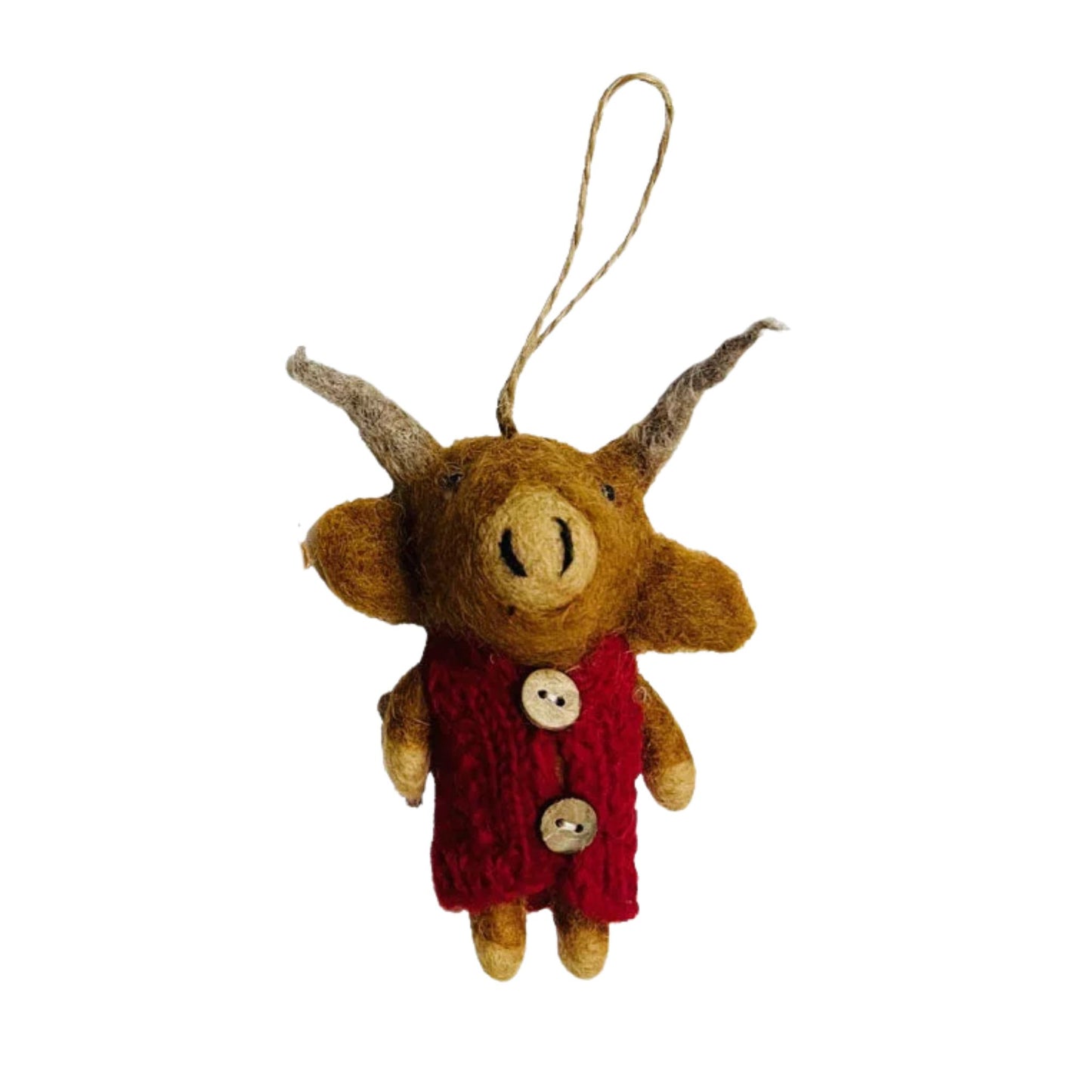 Winding Road Highland Cow in Knit Sweater Felt Ornament