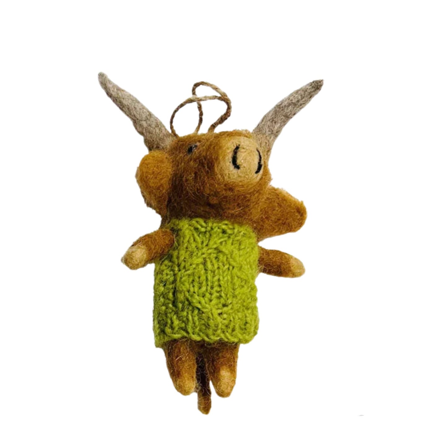 Winding Road Highland Cow in Knit Sweater Felt Ornament