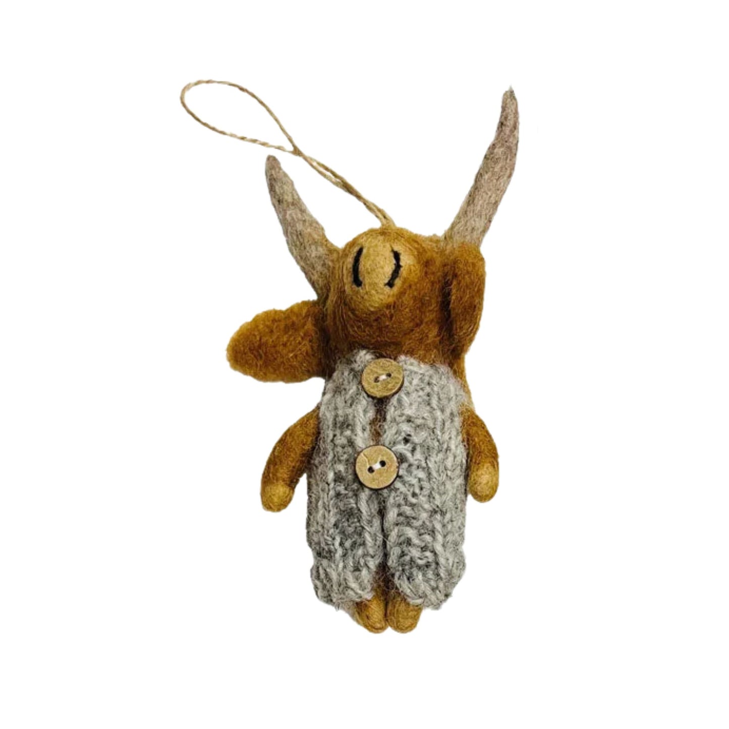 Winding Road Highland Cow in Knit Sweater Felt Ornament