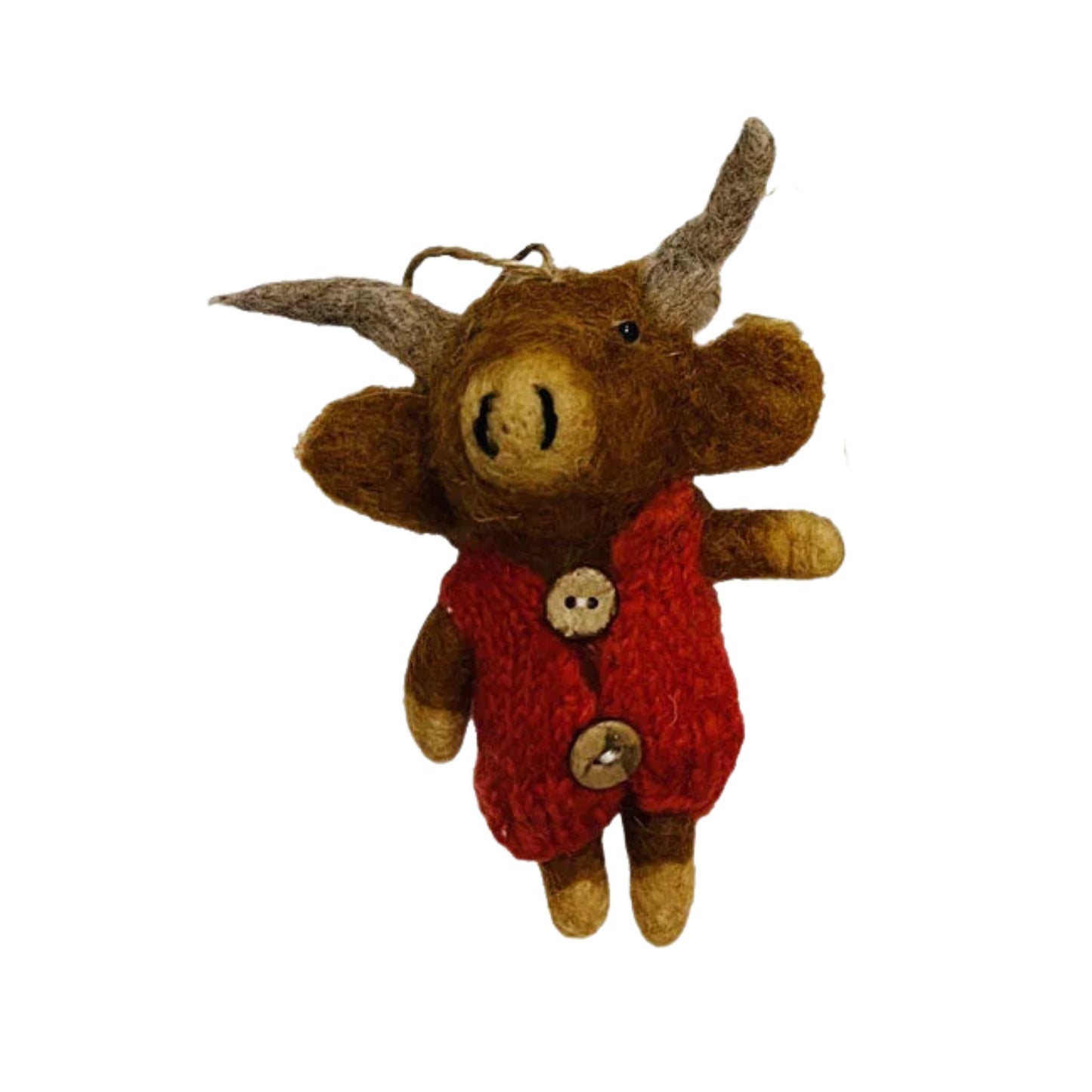 Winding Road Highland Cow in Knit Sweater Felt Ornament
