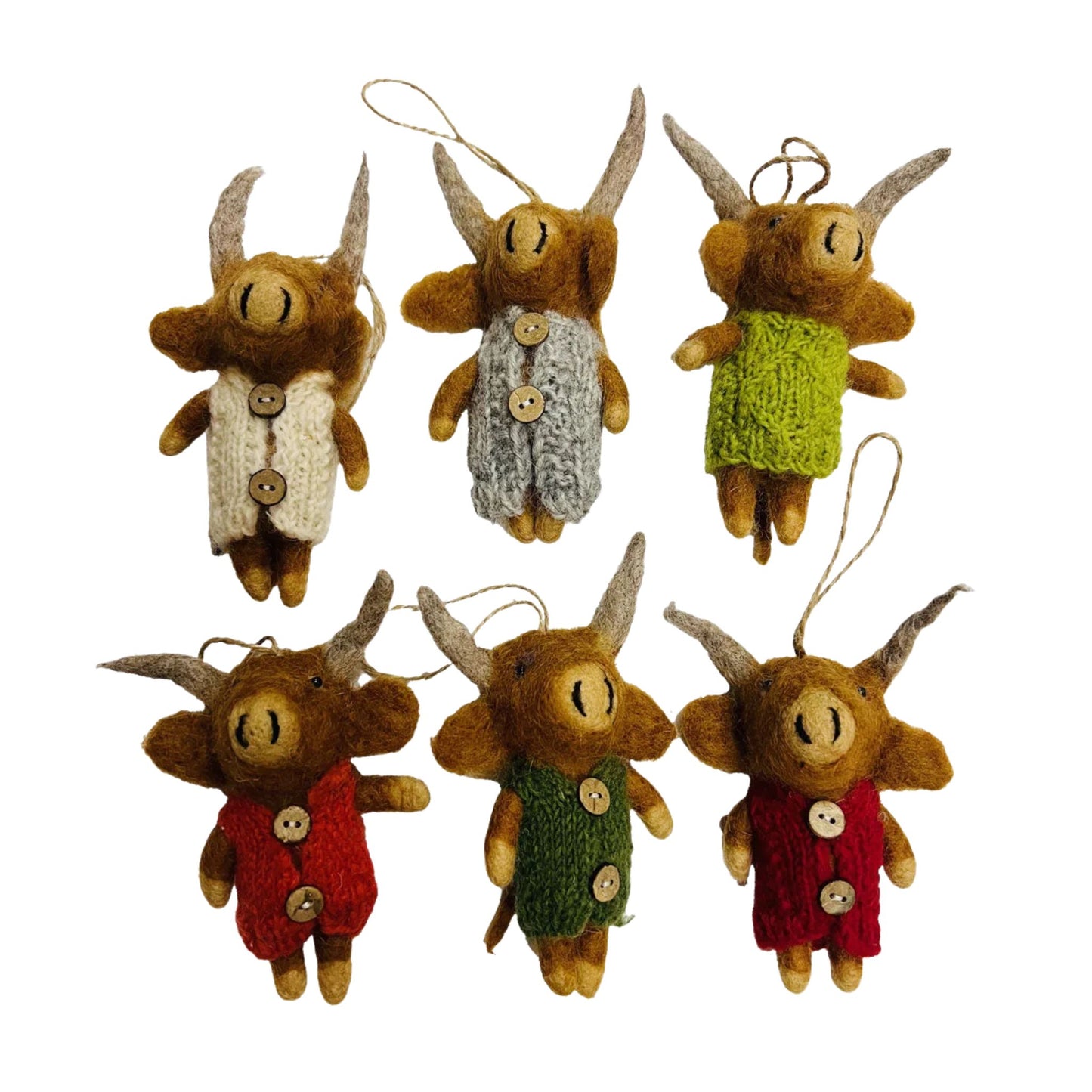 Winding Road Highland Cow in Knit Sweater Felt Ornament