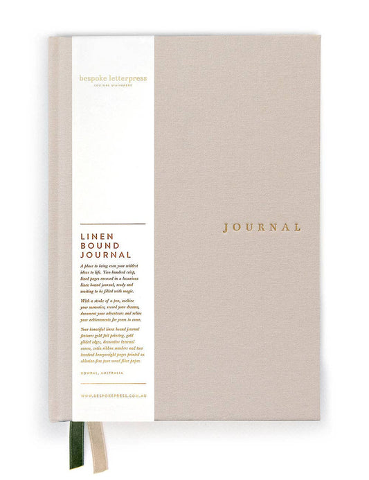 Bespoke Letterpress - Linen Bound Journal - Stone