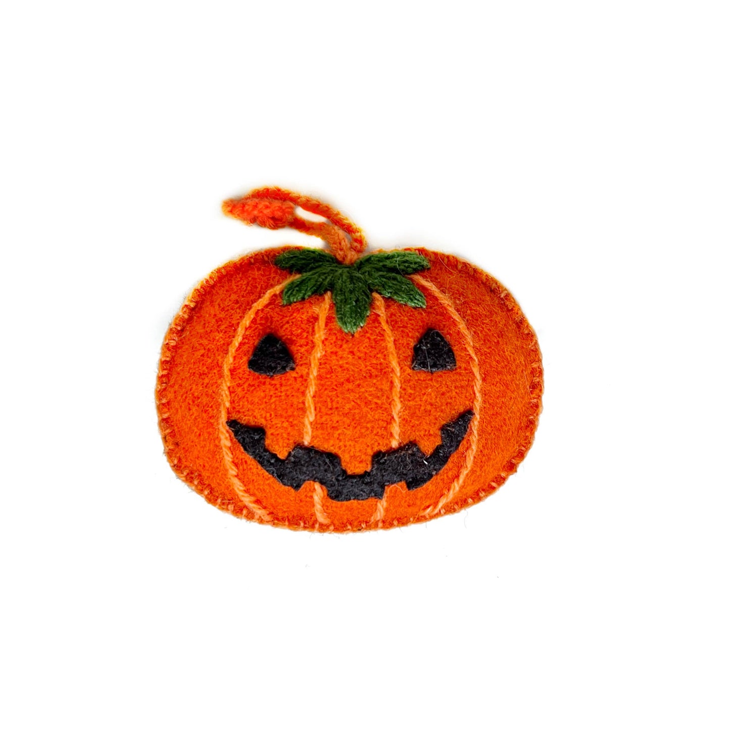 Classic Jack-O-Lantern Embroidered Wool Halloween Ornament