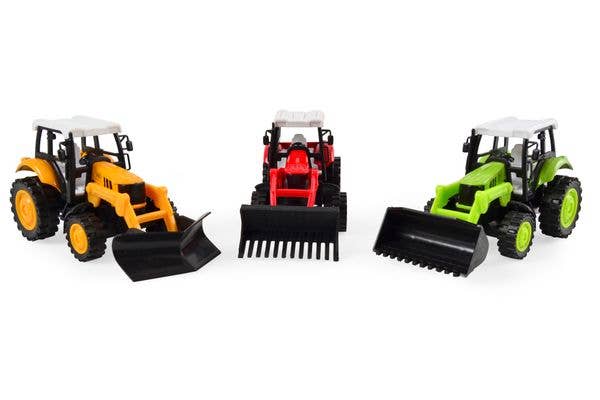 Tractor With Loader, Pull Back, 3 Assorted