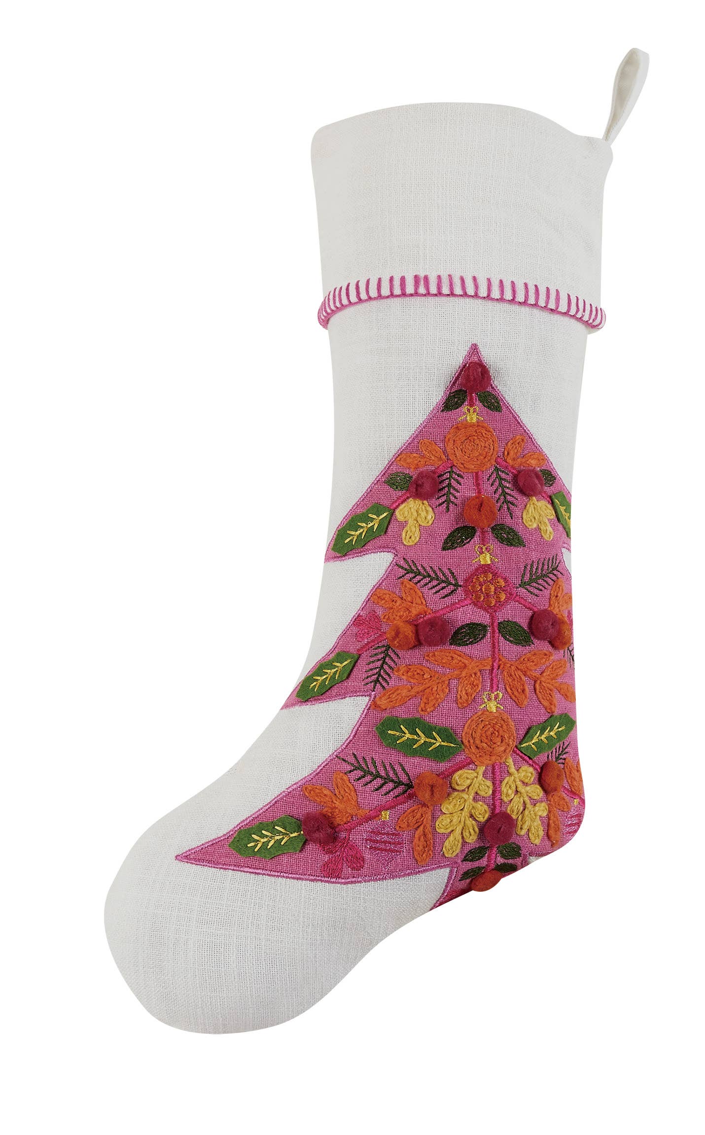 Merry Tree Embroidered Stocking