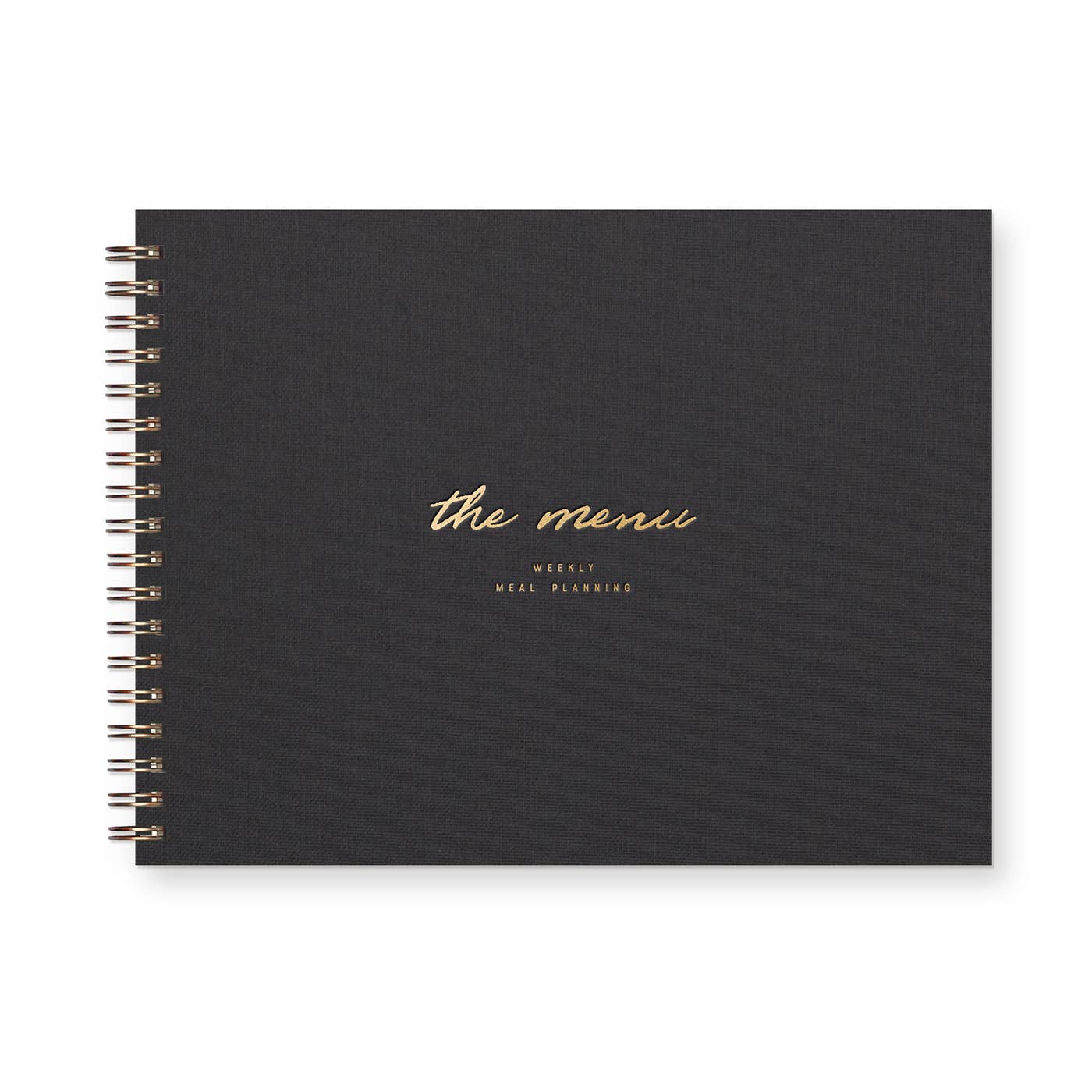 The Menu Weekly Meal Planner: Peppercorn Linen Cover | Gold Foil Ink