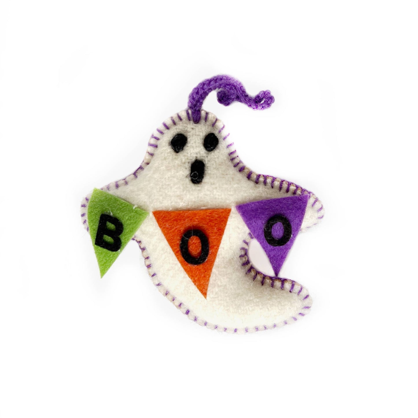 BOO! Ghost Embroidered Wool Halloween Ornament