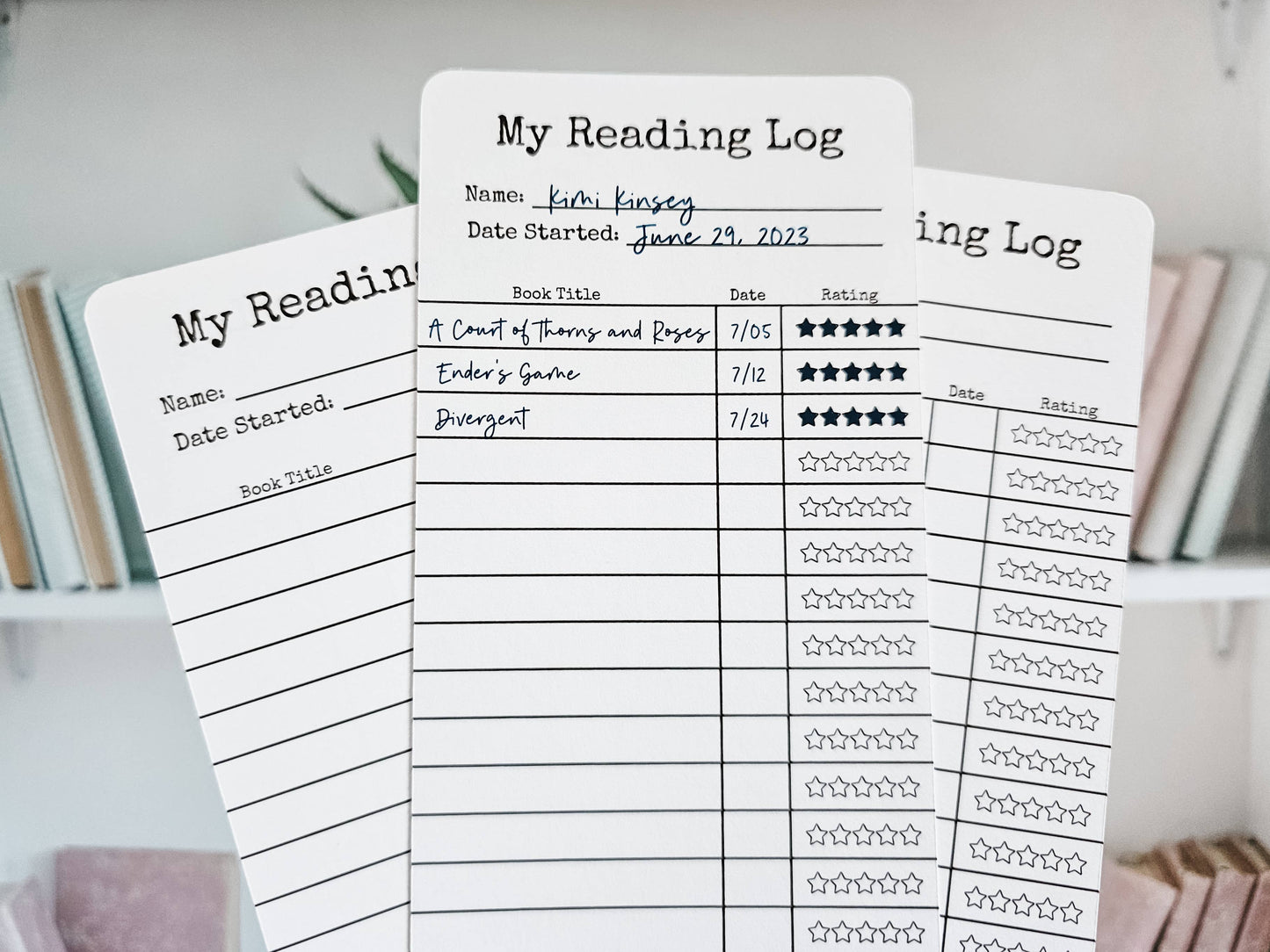 Reading Log Bookmarks - Vintage Library Card Style