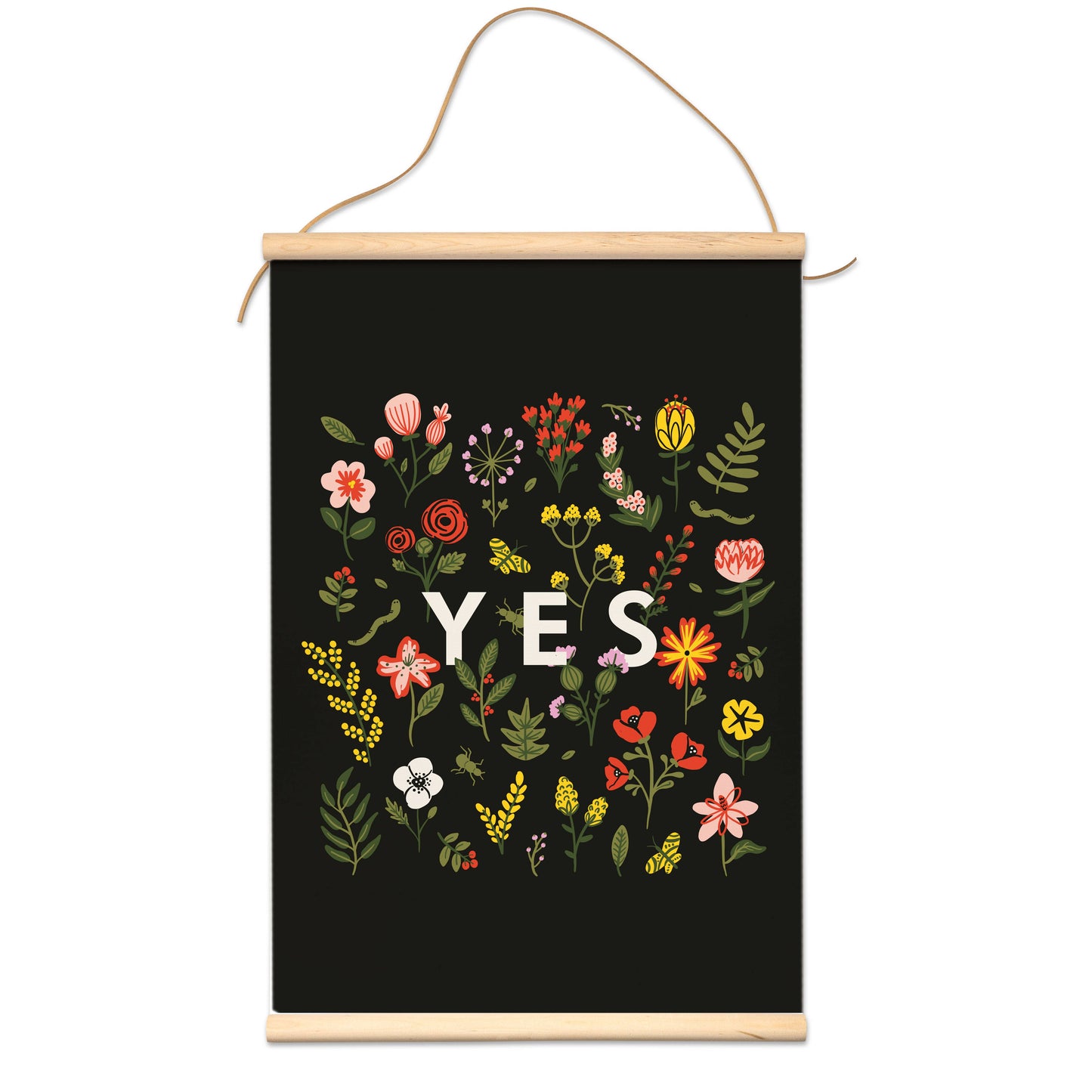 Yes Floral Canvas Banner Hanging Art Print