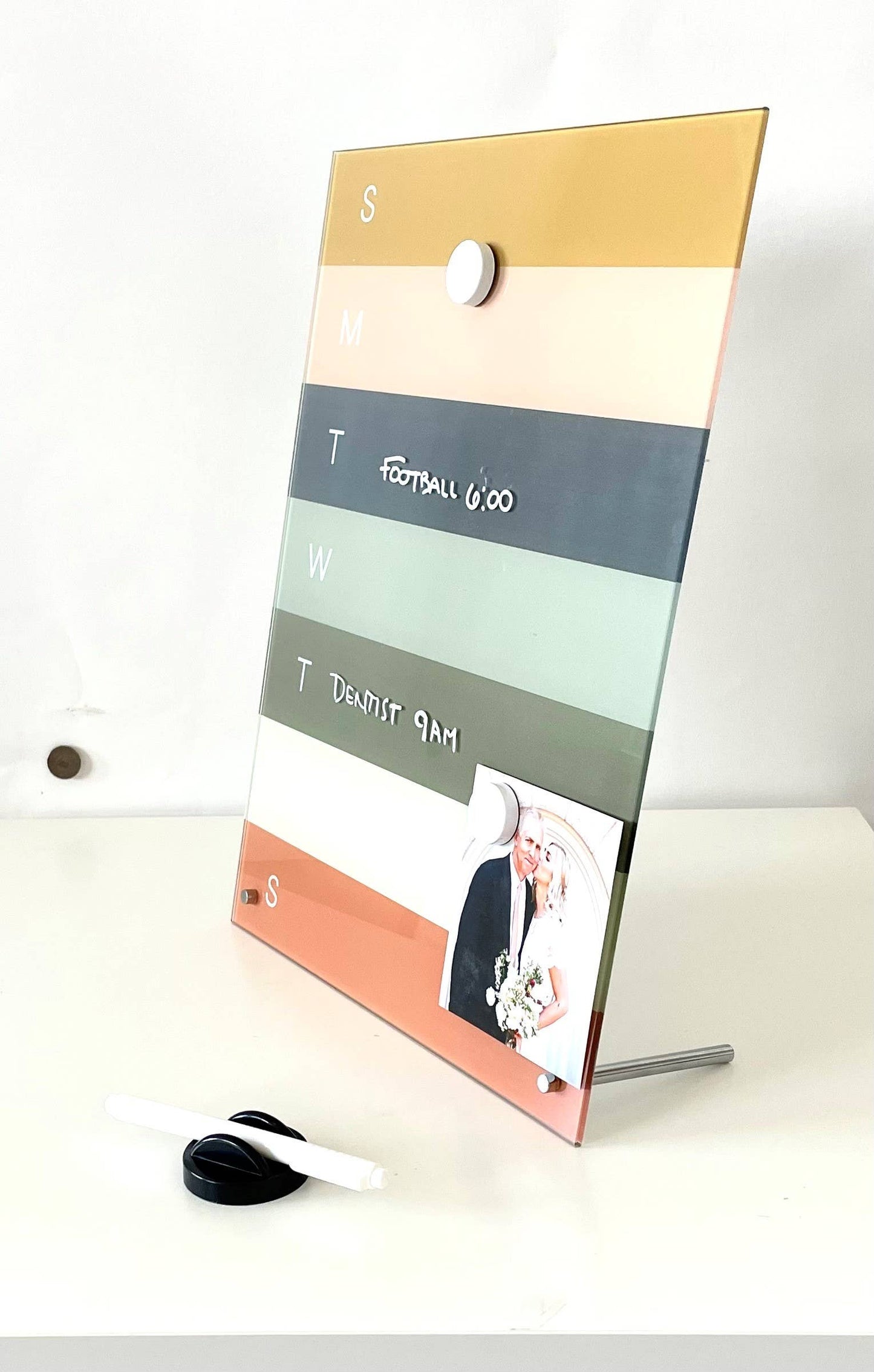 Multi-Colored Glass Magnetic Weekly Planner Dry Erase Board