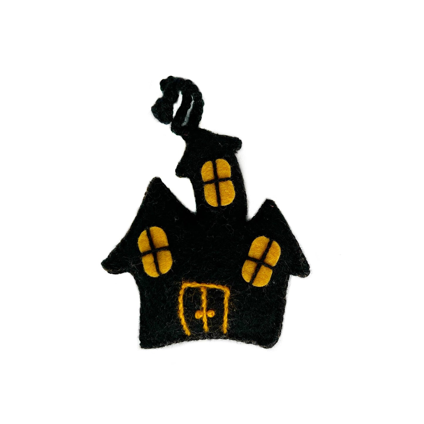 Haunted House Embroidered Wool Halloween Ornament